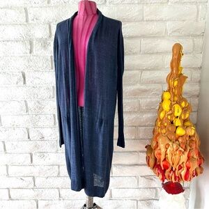 Vince Blue Longline Open Cardigan Sweater Sz S